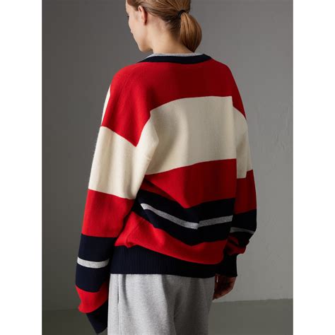 burberry reissued wool sweater|Burberry Red Striped Wool Sweater .